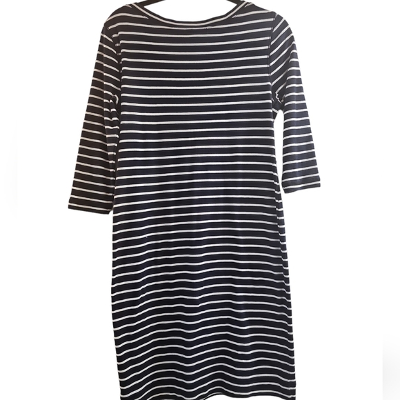 RLR Ralph Lauren MIDI Length white and Blue Stripped Dress - Picture 3 of 4